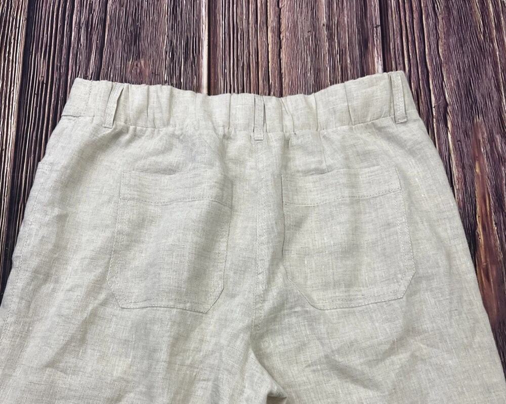 Chico’s Linen Pants Womens Size 00 Regular Elastic Waist Wide Leg